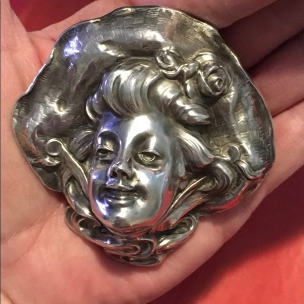 Antique Unger Brothers Sterling 3D Brooch